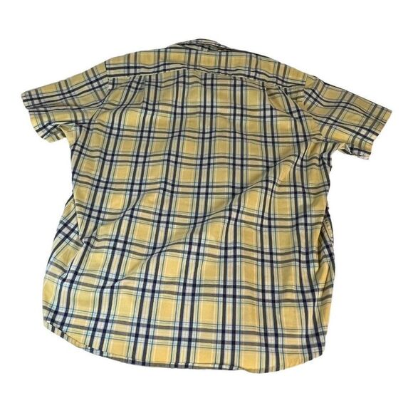Izod Shirt Short Sleeve Button Down Plaid Yellow Blue Non Iron Stretch Classic - Picture 4 of 6